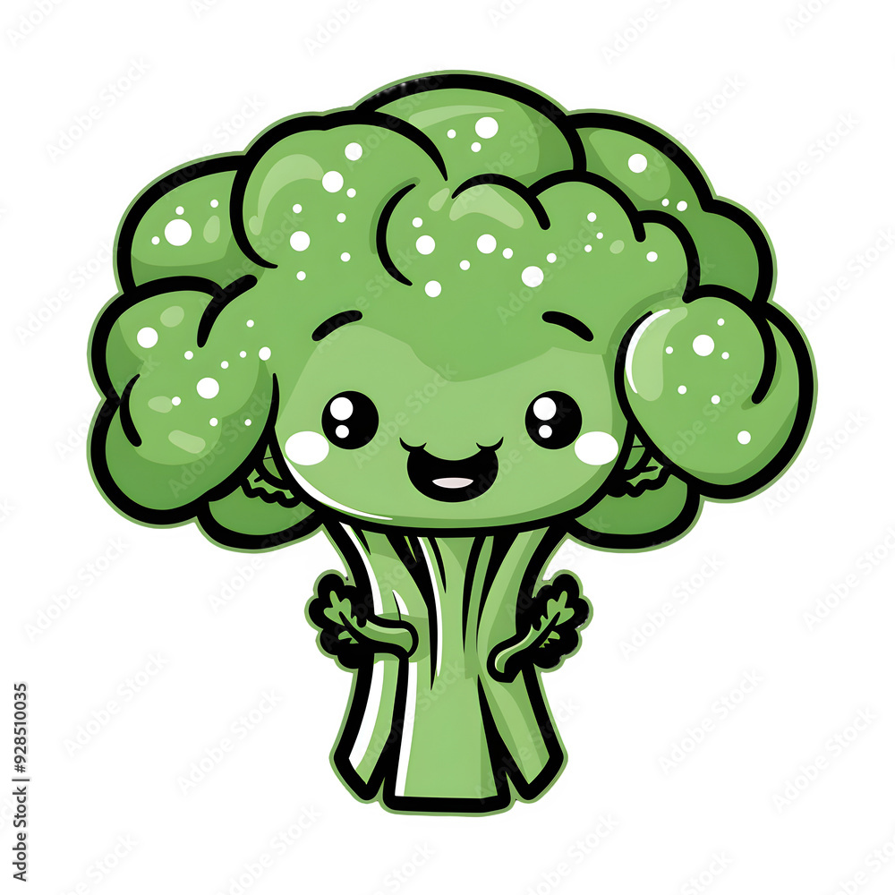 Cute cartoon broccoli character with a cheerful face, great for children's artwork, promoting healthy eating, and educational resources Cute cartoon broccoli character with a cheerful face, great for children's artwork, promoting healthy eating, and educational resources