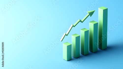 3D green growth chart with rising arrow on blue background, representing business success and financial growth. Free Download 3D green growth chart with rising arrow on blue background, representing business success and financial growth. - GFXLoad