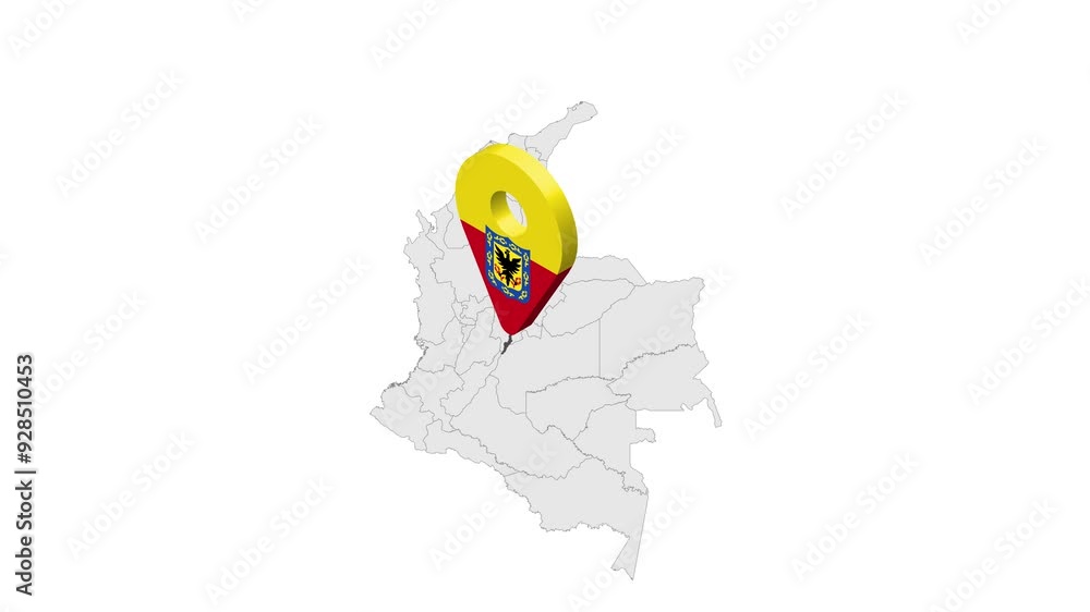 Location Bogota is capital on map Colombia. 3d Bogota flag map marker ...