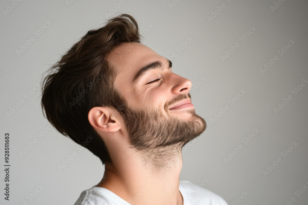Fototapeta premium A close up of a man's face with his eyes closed