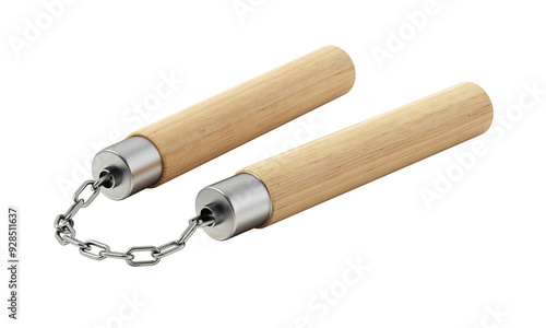 Nunchucks isolated on transparent background. 3D illustration photo