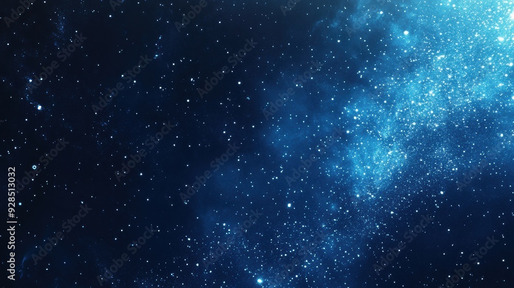 Naklejka premium A cosmic scene depicting a starry night sky with a blue hue.