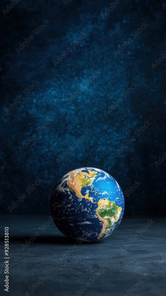 A detailed and colorful globe of the Earth placed on a dark surface with a textured blue background, representing geography and global concepts. A detailed and colorful globe of the Earth placed on a dark surface with a textured blue background, representing geography and global concepts.