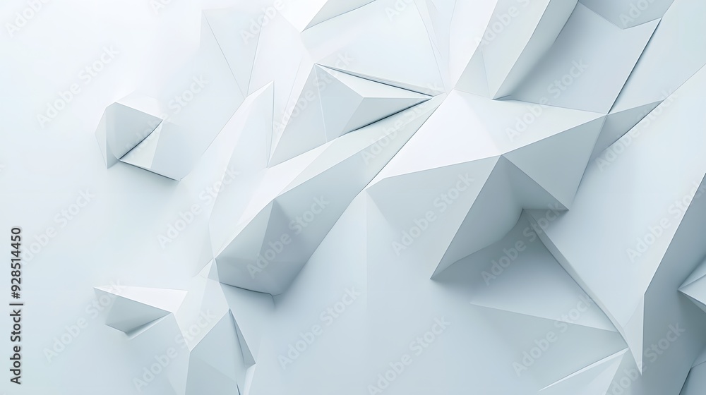 8. Sleek, angular 3D shapes forming a complex geometric design against a clean white surface. 8. Sleek, angular 3D shapes forming a complex geometric design against a clean white surface.