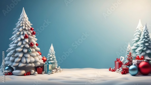 Christmas winter theme, text space, 3D render artwork, and winter décor