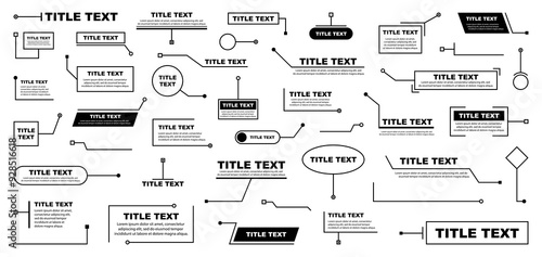Сallouts titles set. Futuristic callouts template HUD. Digital line text frame boxes.  Set of templates titles text frame for advertising, presentation and modern banners. Vector elements.