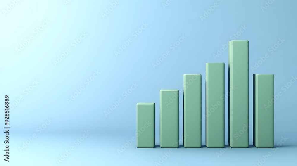 Bar chart with green bars on blue background showing growth and progress, representing business success and analytics. Bar chart with green bars on blue background showing growth and progress, representing business success and analytics.