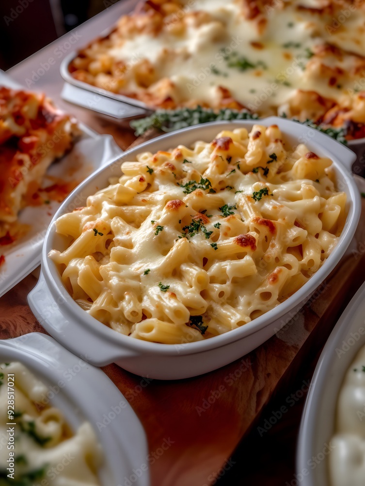 Macaroni with mozzarella served in a white bowl, showcasing a creamy, cheesy pasta dish in an elegant and appetizing presentation. Macaroni with mozzarella served in a white bowl, showcasing a creamy, cheesy pasta dish in an elegant and appetizing presentation.