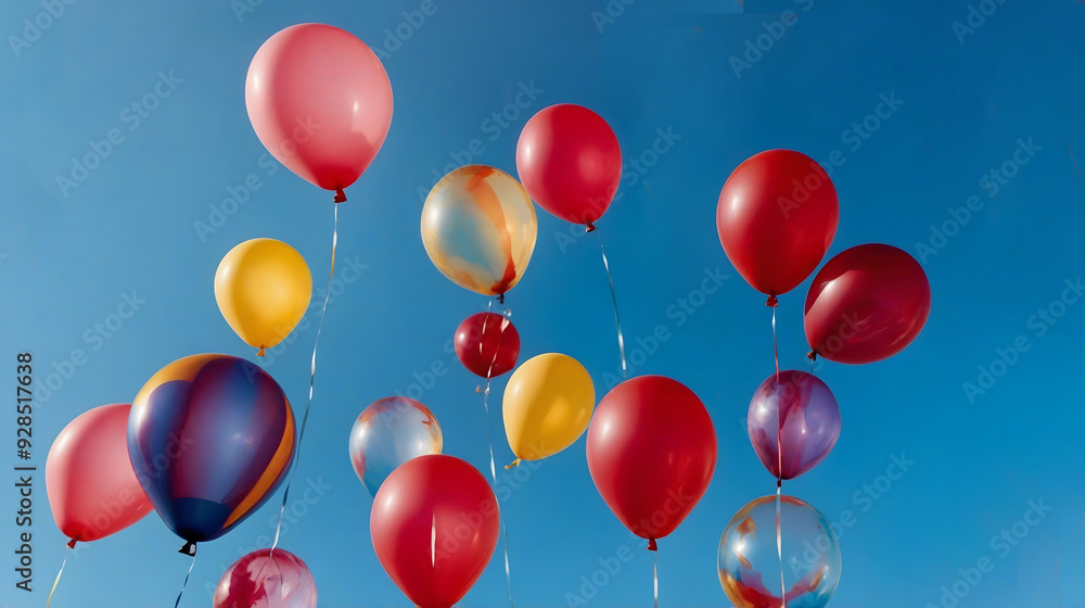 Colorful Balloons Floating Against Blue Sky Colorful Balloons Floating Against Blue Sky