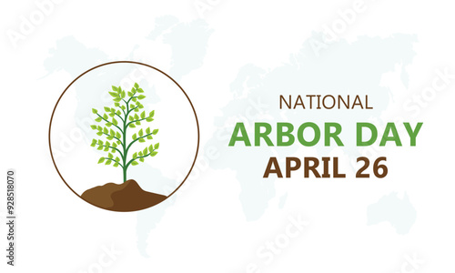 Happy Arbor Day vector illustration, Badge, Seal, Sticker, Stamp, Label, Tag, Greetings Card, Logo, Emblem Vector Illustration Design, Arbor Day Design photo