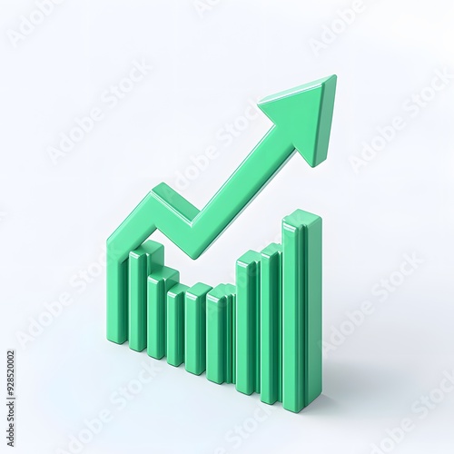 Green 3D bar chart with upward arrow, symbolizing growth and success, on a white background. Ideal for business and finance concepts. Free Download Green 3D bar chart with upward arrow, symbolizing growth and success, on a white background. Ideal for business and finance concepts. - GFXLoad