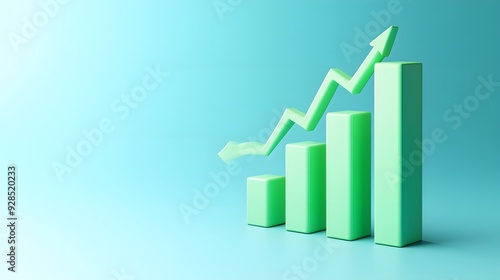 Green 3D bar graph ascending on a light blue background representing business growth, success, positive trend, and financial increase. Free Download Green 3D bar graph ascending on a light blue background representing business growth, success, positive trend, and financial increase. - GFXLoad