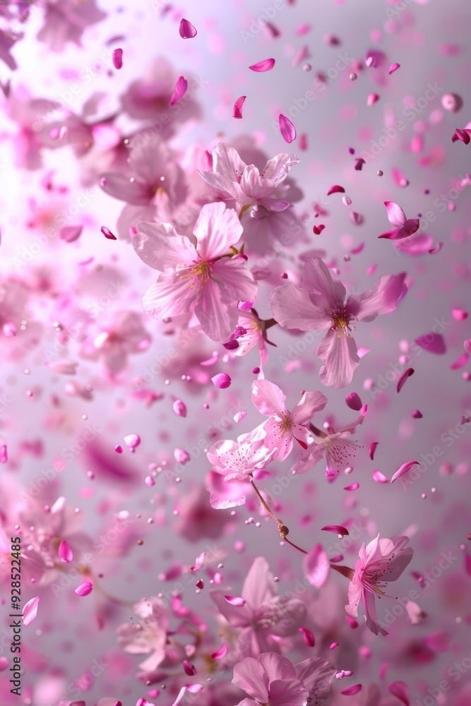 Fototapeta premium A bouquet of pink flowers suspended in mid-air