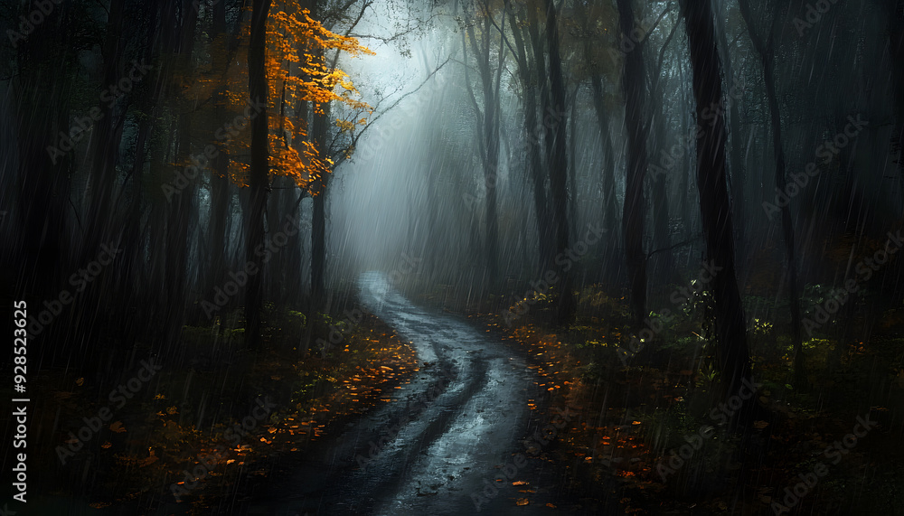 Obraz premium rainy day scene wallpaper