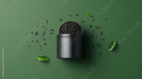 Isolated metal can with a bottle of tea decoration