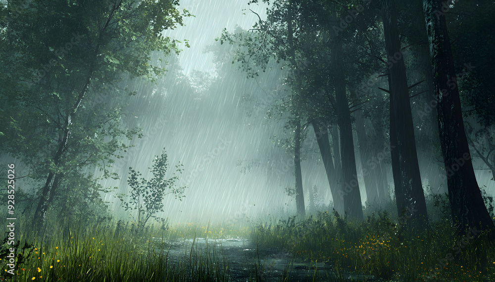 Fototapeta premium rainy day scene wallpaper