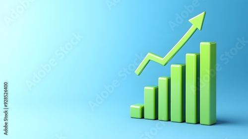 Free Download Green bar chart with upward arrow on blue background symbolizing growth and success in business or finance. - GFXLoad