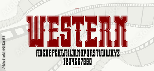 Bold serif typeface in old vintage American style, wild west, saloon and western style modern new vector font for logos and emblems, display font for posters and headlines, titles and slogans.