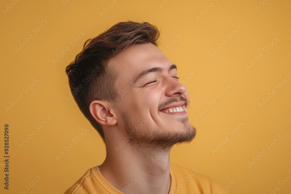 A close up of a man's face with his eyes closed A close up of a man's face with his eyes closed