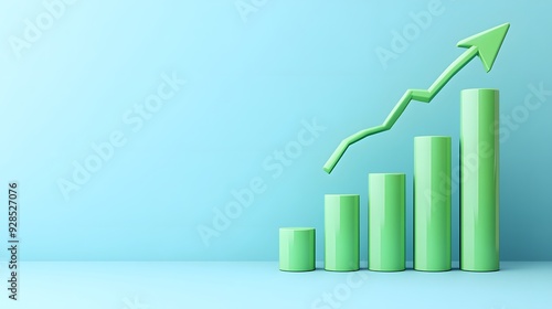 Green bar graph on a blue background with an upward arrow, representing growth, success, and positive business trends. Free Download Green bar graph on a blue background with an upward arrow, representing growth, success, and positive business trends. - GFXLoad