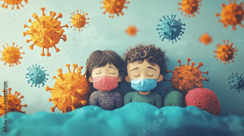 Detailed infographic of influenza outbreak progression, ailment, educational graphic. photo