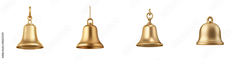 A Christmas bell jingle bell element 3D illustration with gold finish isolated on white and transparent background A Christmas bell jingle bell element 3D illustration with gold finish isolated on white and transparent background