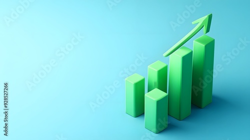 Green bar graph on blue background with upward arrow representing growth, success, and improvement in business and finance. Free Download Green bar graph on blue background with upward arrow representing growth, success, and improvement in business and finance. - GFXLoad