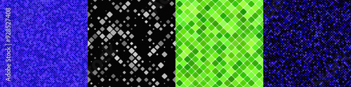 Seamless geometrical diagonal square pattern set