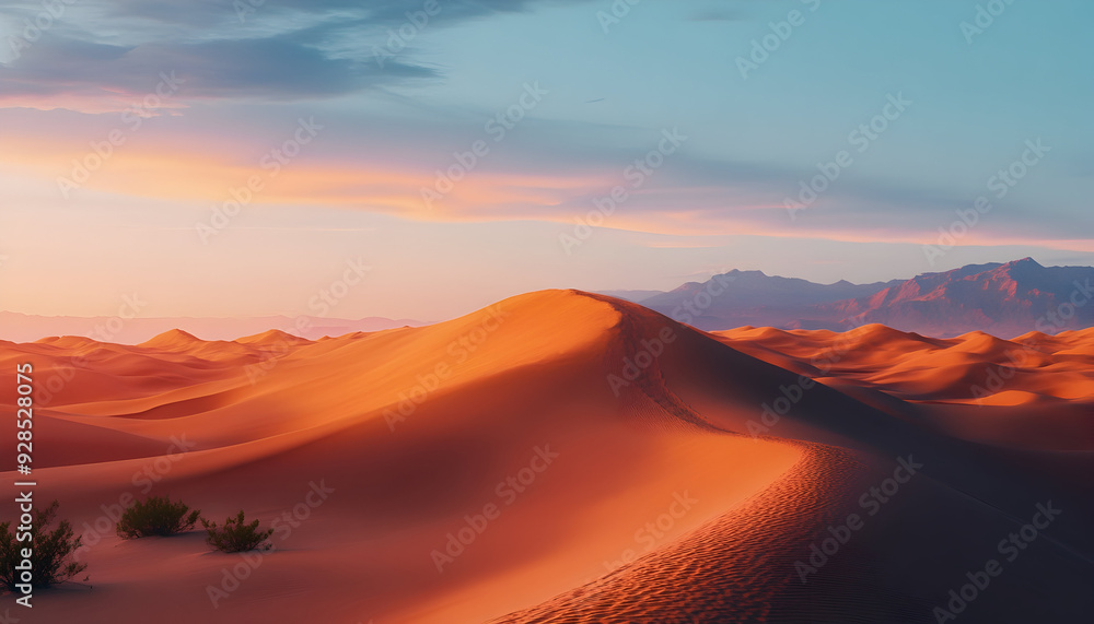Fototapeta premium Twilight Descending On Quiet Desert Dunes, ultra-realistic, high resolution,