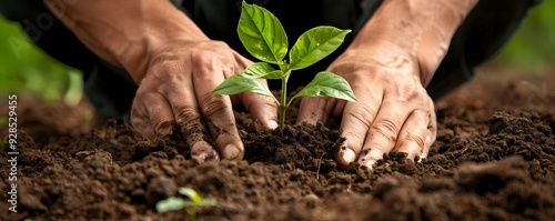 Hands Planting Sapling in R...