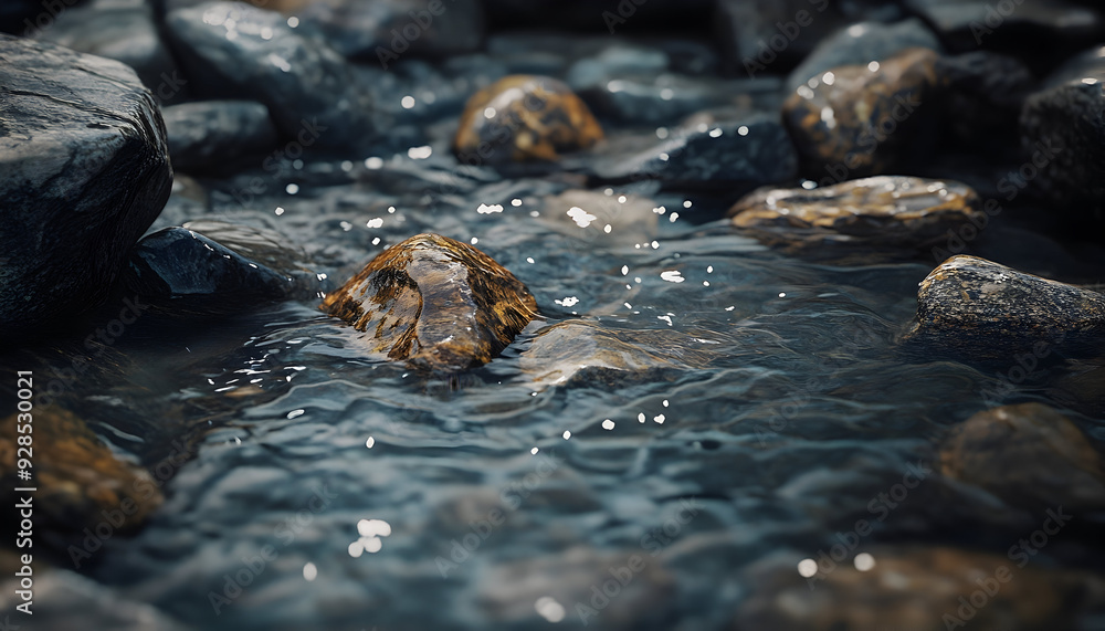 tranquil mountain brook winding over smooth stones, ultra-realistic, high resolution, tranquil mountain brook winding over smooth stones, ultra-realistic, high resolution,