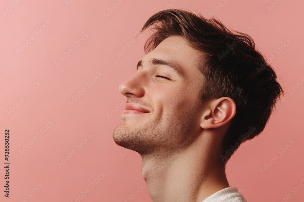 Fototapeta premium A close up of a man's face with his eyes closed