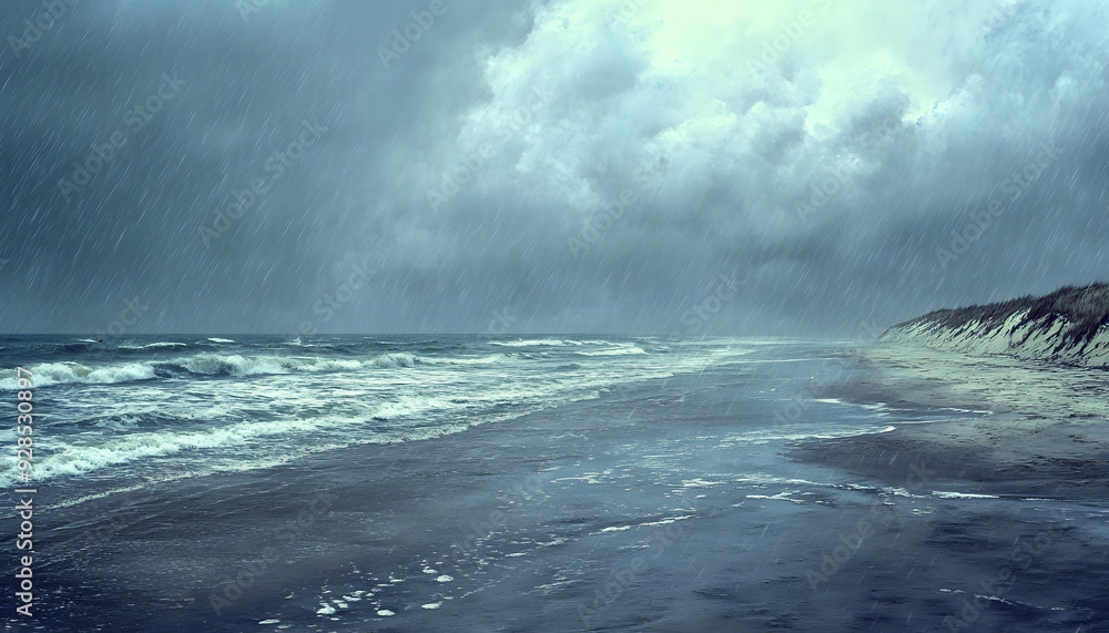 Naklejka premium rainy day scene wallpaper