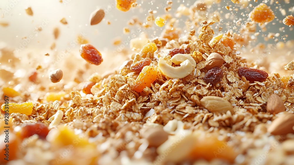 Granola with nuts and dried fruits.