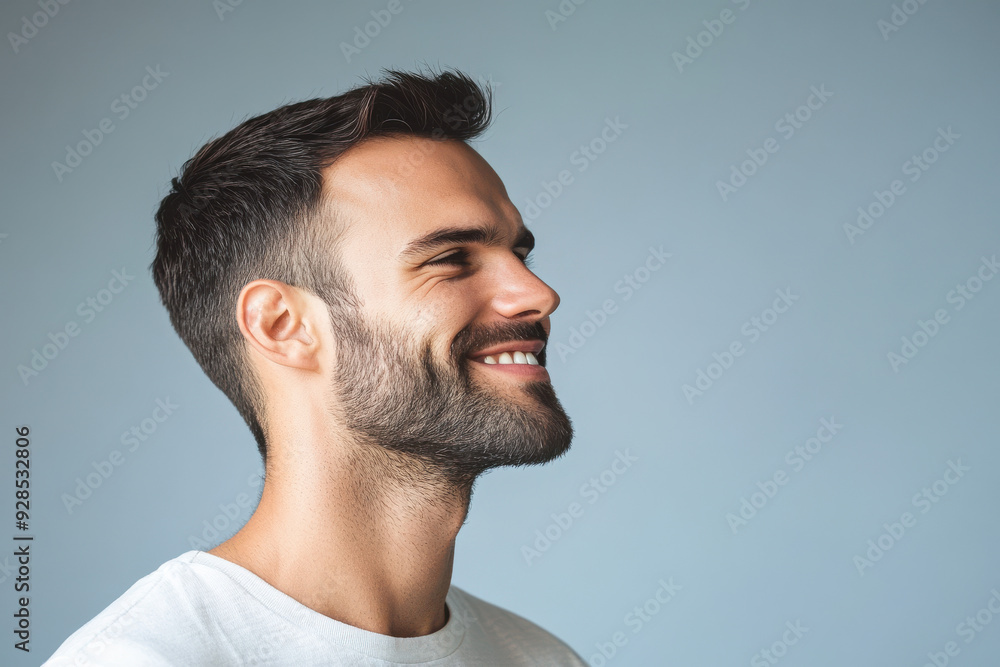 Fototapeta premium A close up of a man's face with his eyes closed