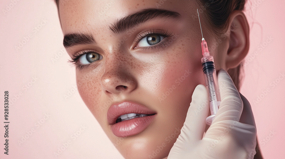 Close-up of a Young Woman Receiving a Cosmetic Injection Close-up of a Young Woman Receiving a Cosmetic Injection