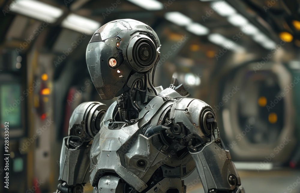 Fototapeta premium Robot at subway station.