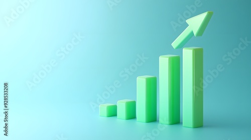 Free Download Green bar graph with upward arrow symbolizing growth and progress against a blue background, indicating financial success and data analysis. - GFXLoad