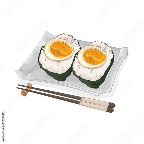 Illustration of egg onigiri 