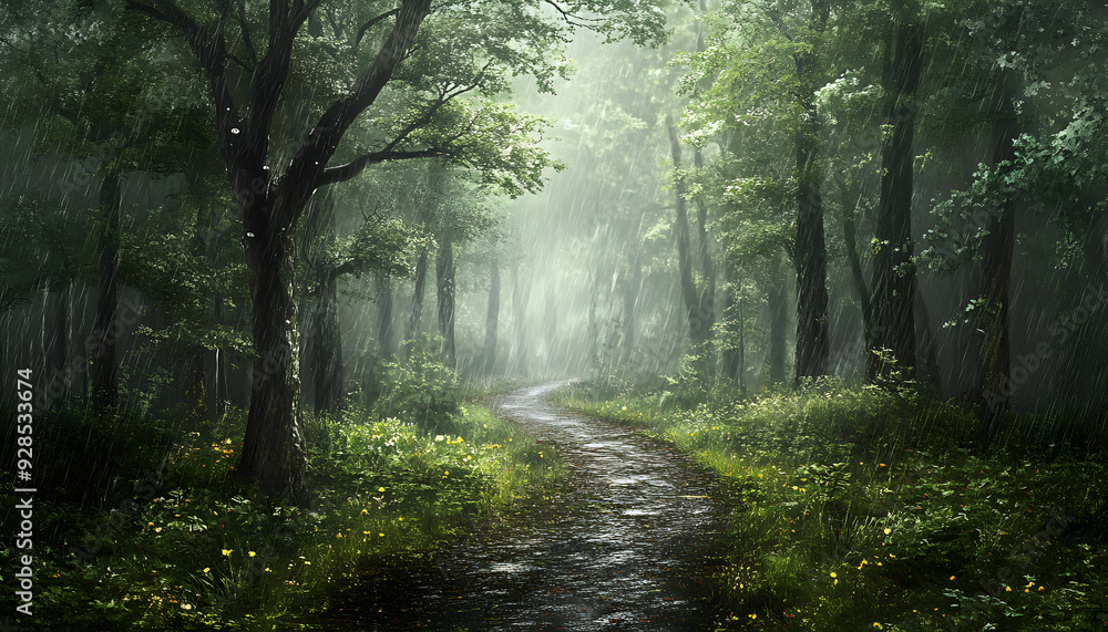 Obraz premium rainy day scene wallpaper