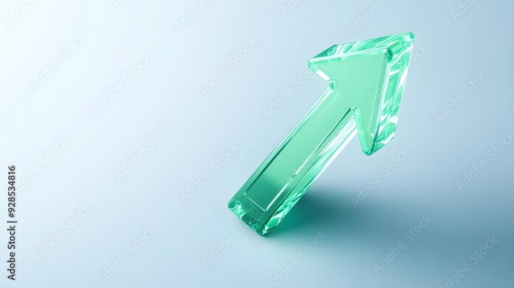 Green translucent upward arrow on a light background symbolizes growth, success, and progress. Perfect for business and finance concepts. Green translucent upward arrow on a light background symbolizes growth, success, and progress. Perfect for business and finance concepts.
