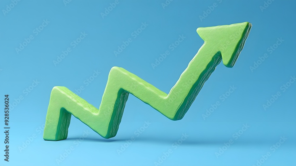 Green upward arrow on blue background symbolizing growth, success, and positive trend in business or finance. Green upward arrow on blue background symbolizing growth, success, and positive trend in business or finance.
