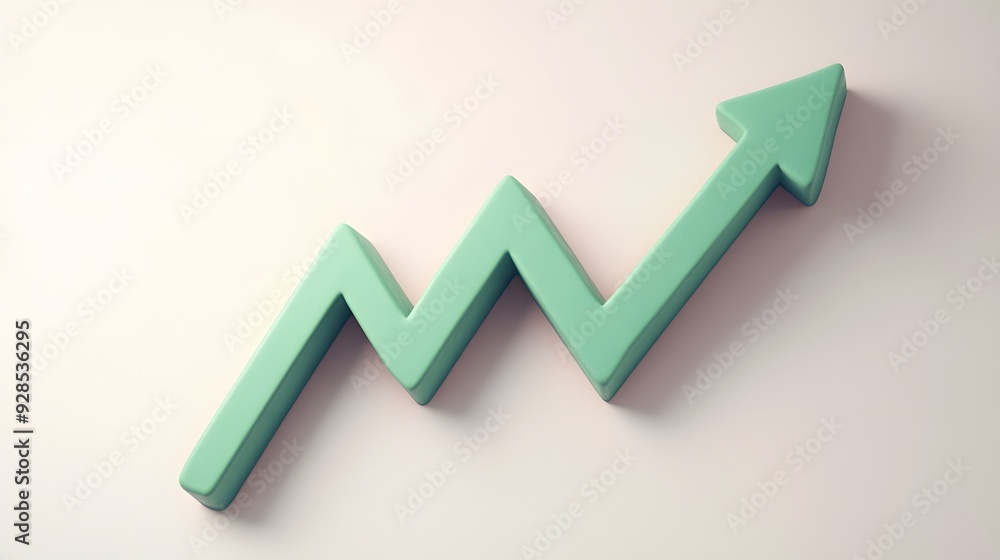 Green upward arrow on white background representing growth, progress, and success. Perfect image for business and financial concepts. Green upward arrow on white background representing growth, progress, and success. Perfect image for business and financial concepts.