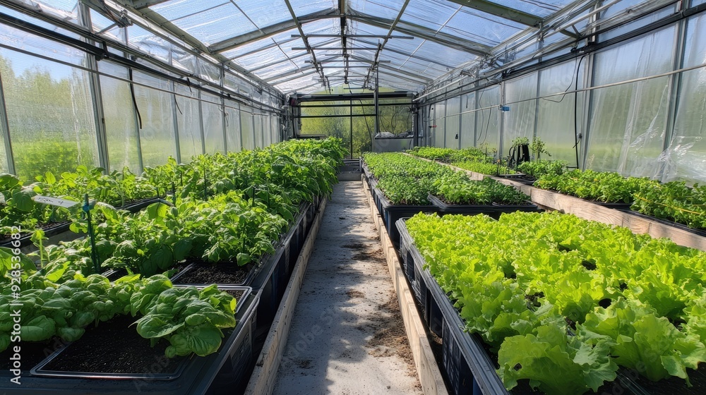 A spacious greenhouse with state-of-the-art hydroponic setups, designed for efficient and sustainable farming. A spacious greenhouse with state-of-the-art hydroponic setups, designed for efficient and sustainable farming.