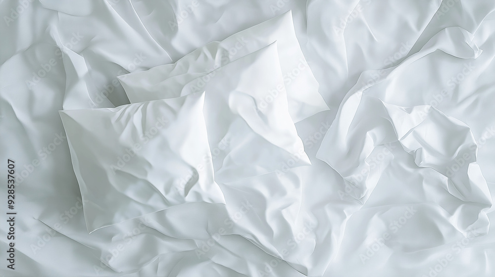 Obraz premium White bedding sheets and pillow background, Messy bed concept created with generative ai technology