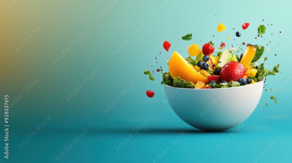 Vibrant Fresh Salad Bowl with Colorful Vegetables - 3D Illustration of Healthy Eating Concept Vibrant Fresh Salad Bowl with Colorful Vegetables - 3D Illustration of Healthy Eating Concept