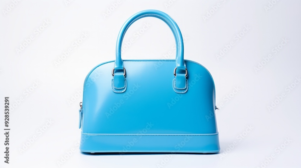 Womens stylish blue leather bag isolated on white background. Neural network ai generated art Womens stylish blue leather bag isolated on white background. Neural network ai generated art