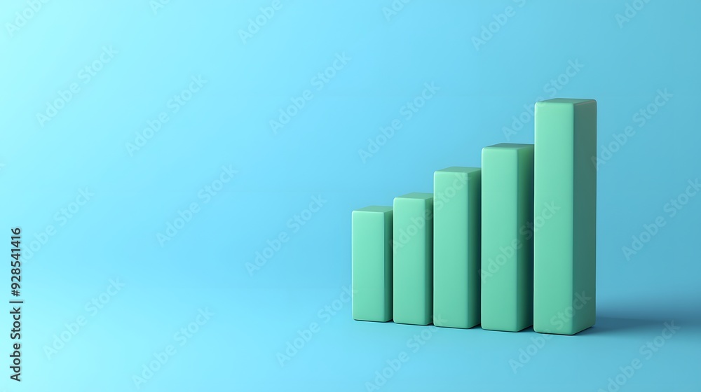 Minimalist bar chart with vertical columns on a light blue background, representing data growth and business progress. Minimalist bar chart with vertical columns on a light blue background, representing data growth and business progress.