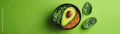 Vibrant Power Bowl with Lentils, Avocado, and Spinach - Nutritious 3D Render of Protein-Rich Meal