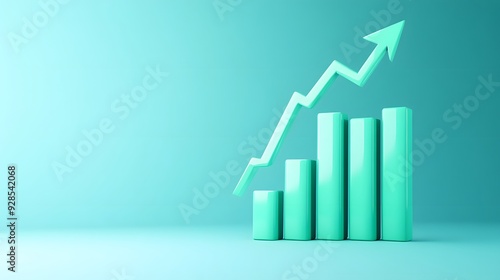 Mint green bar graph with arrow rising upwards on mint green background, representing business growth and financial success. Free Download Mint green bar graph with arrow rising upwards on mint green background, representing business growth and financial success. - GFXLoad